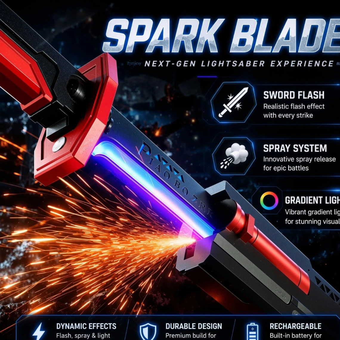 Espada de Juguete Spark Blade LED con Luz, Vapor y Efectos de Combate
