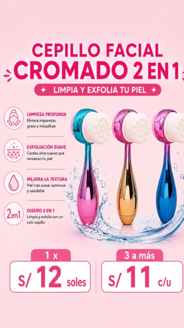Cepillo Facial Cromado 2 en 1